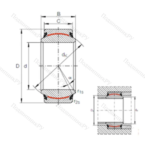 Подшипник скольжения сферический GE 100 UK-2RS