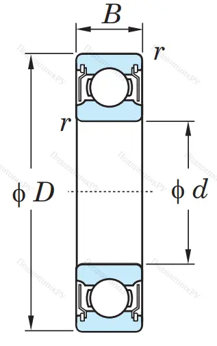 Однорядный шариковый подшипник 6026 ZZX C 3