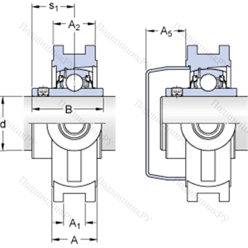 Натяжные подшипниковые узлы типа Y (литой корпус, крепление стопорными винтами) TUWK 25 LTHR
