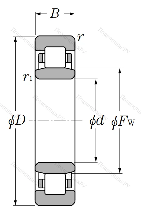 Роликовый цилиндрический подшипник NU 305 ET 2X C 3