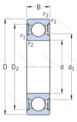 Однорядный шариковый подшипник 6016 2RS 1/C 3 от производителя  SKF