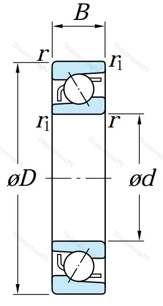 Однорядный шариковый подшипник 7314 B (66314 ГОСТ)