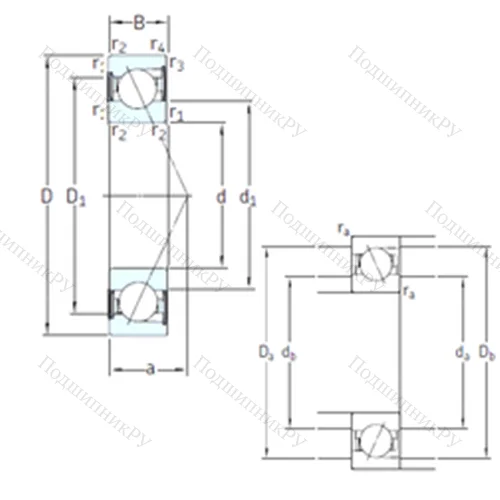 Подшипник шариковый радиально-упорный SS 7204 CD/HCP 4A