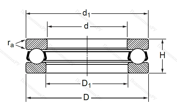 Упорный шариковый подшипник 8105 (51105) в Краснодаре