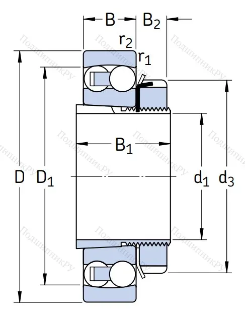 Двухрядный шариковый подшипник 1211 EKTN 9