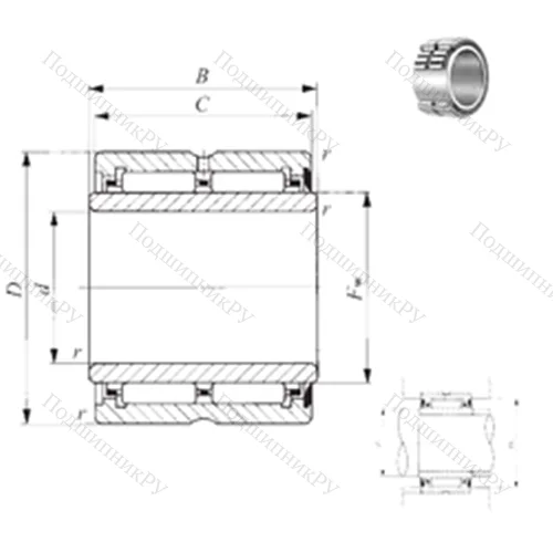 Подшипник игольчатый радиальный NA 69/32U от производителя  IKO Подшипник игольчатый радиальный NA 69/32U от производителя  IKO