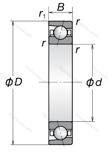 Однорядный шариковый подшипник 7205 AW от производителя  NSK