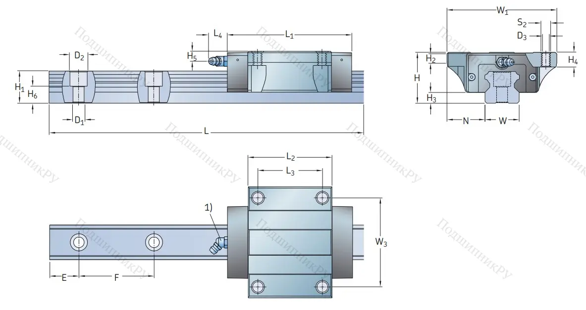 Профильная рельсовая направляющая LLTHS 25 R 1 T 1 220 P 3 E=0 (M/P 011515) в Краснодаре
