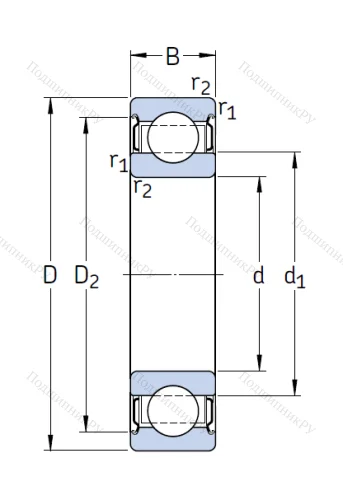 Высокотемпературный подшипник 6305 2Z/VA 208 от производителя  SKF