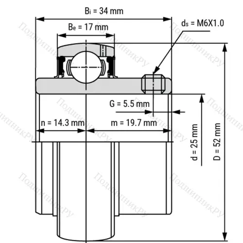 Радиальный шарикоподшипник из нержавеющей стали SS UC 205 - Вал 25мм от производителя  LPZ