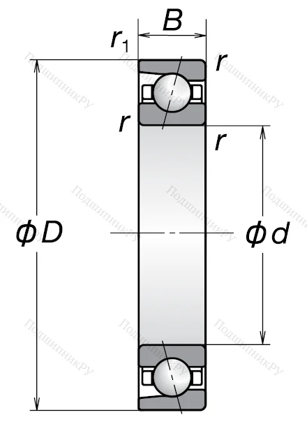 Однорядный шариковый подшипник 7204 BW