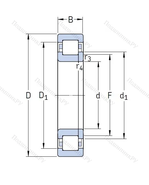 Роликовый цилиндрический подшипник NUP 2210 ECP