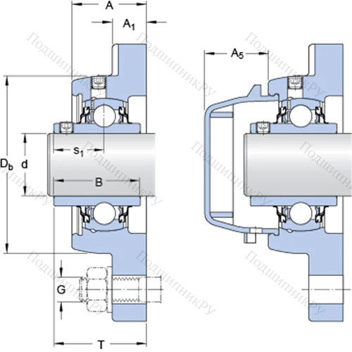 Фланцевые подшипниковые узлы типа Y (корпус типа Y-TECH, квадратный фланец, крепление стопорными винтами) FYWR 1. YTHR