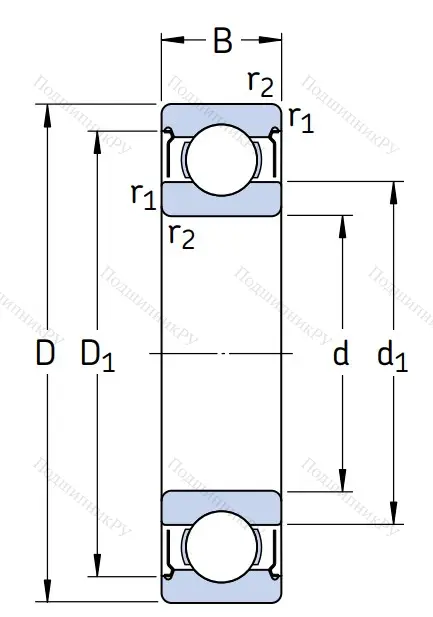 Однорядный шариковый подшипник W 6201 2Z