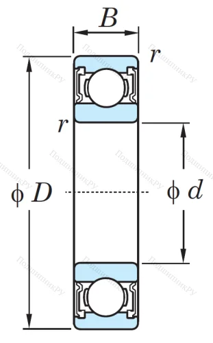 Однорядный шариковый подшипник 6311 2RS от производителя  KOYO Однорядный шариковый подшипник 6311 2RS от производителя  KOYO