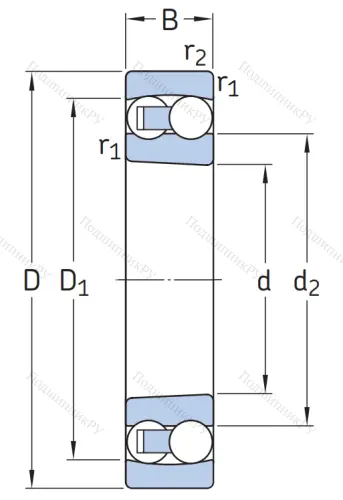 Двухрядный шариковый подшипник 1614 (2314) в Краснодаре