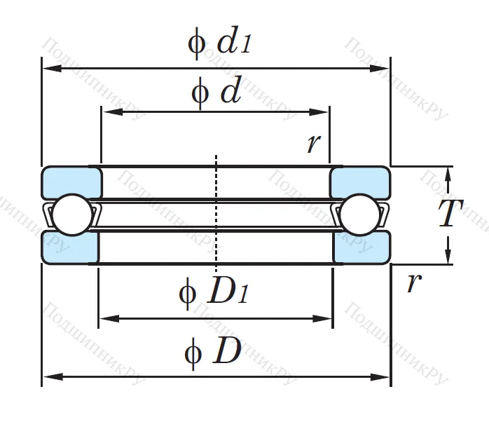 Упорный шариковый подшипник 51111