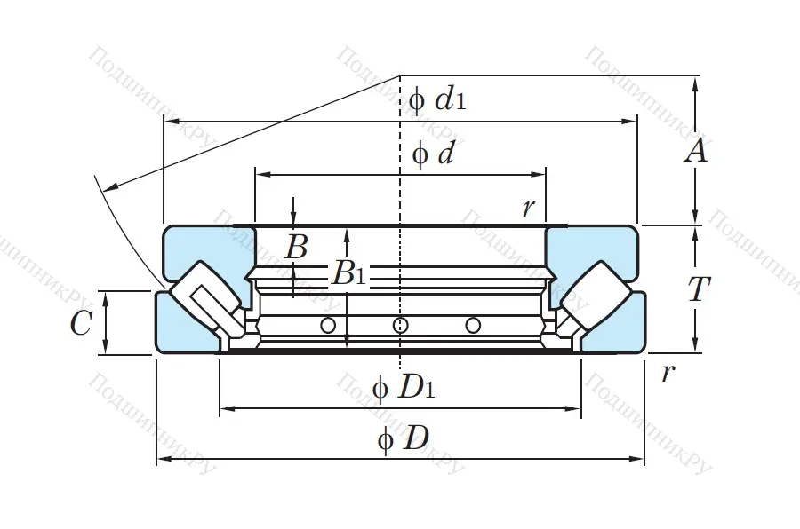 Упорный роликовый подшипник 29418 R FY