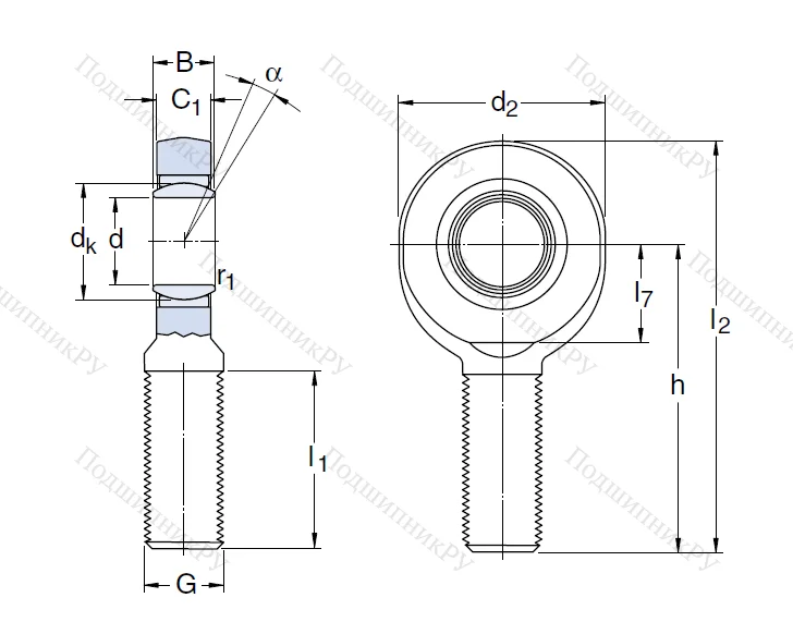 Наконечник штоков с внешней резьбой SA 6 E
