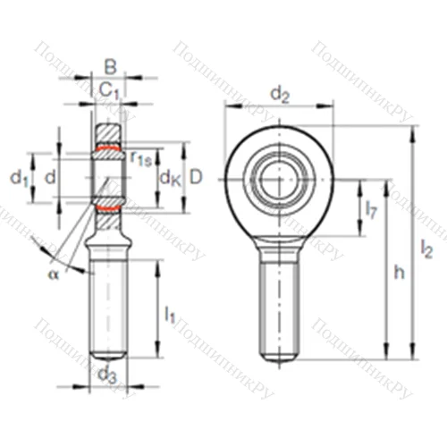 Подшипник скольжения сферический GAR 40 UK-2RS