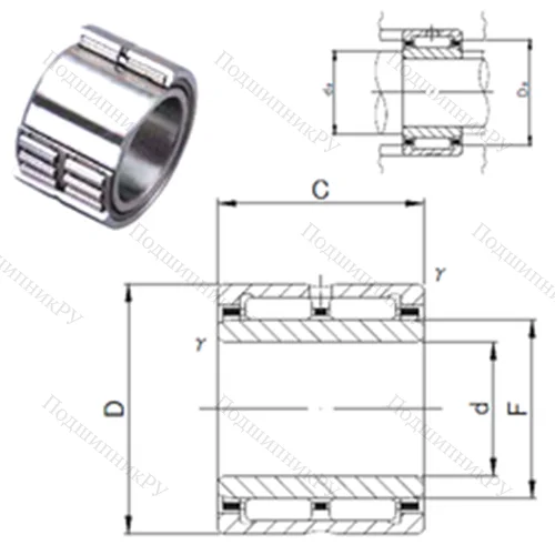 Подшипник игольчатый радиальный NA 6908 от производителя  JNS Подшипник игольчатый радиальный NA 6908 от производителя  JNS