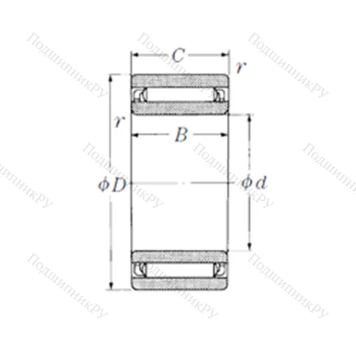 Подшипник игольчатый радиальный NAF 173516