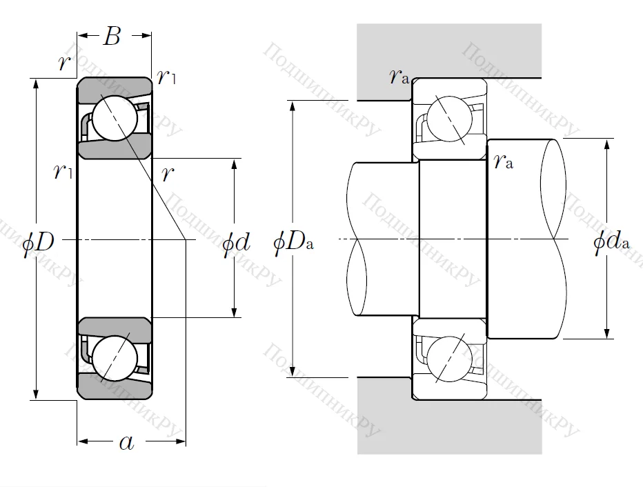 Однорядный шариковый подшипник 7205