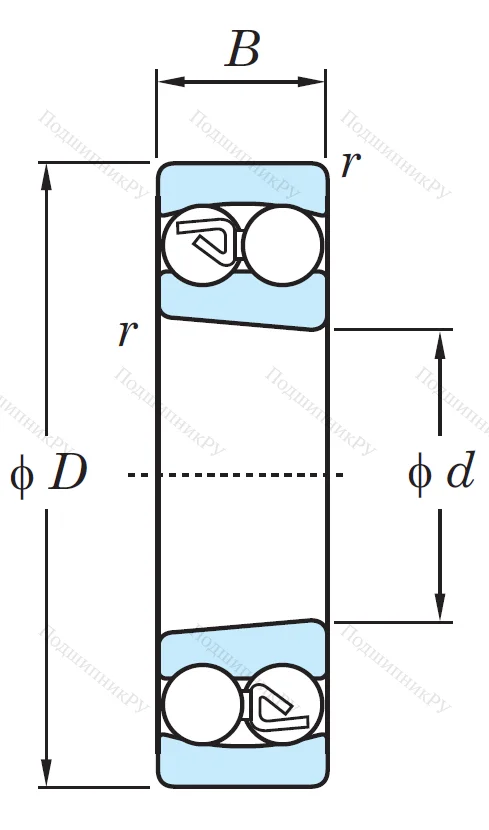 Двухрядный шариковый подшипник 1206 K