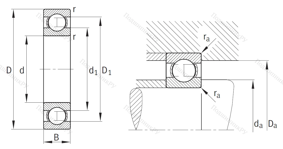 Однорядный шариковый подшипник 16008 C 3