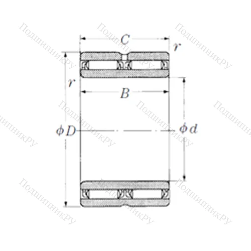 Подшипник игольчатый радиальный NAFW 355034