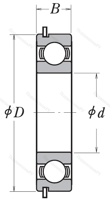Однорядный шариковый подшипник 6007 ZZ NR
