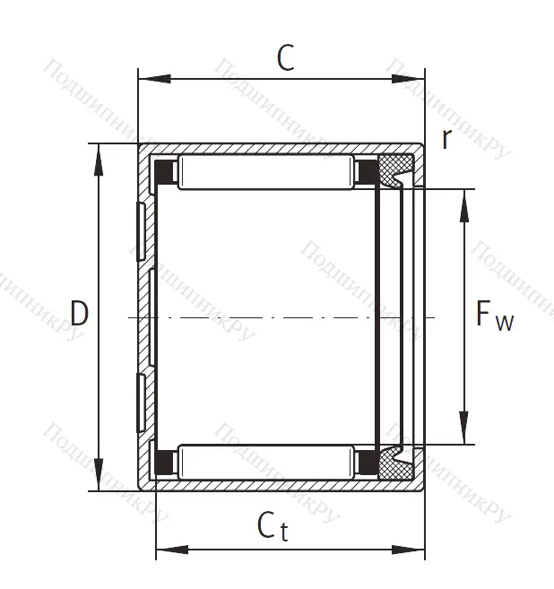 Игольчатый подшипник BK 2518 RS L 271