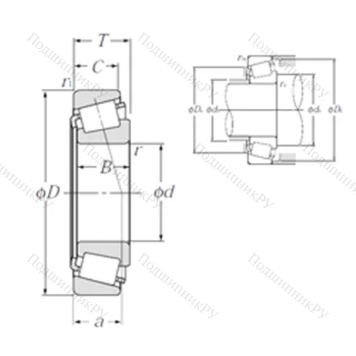 Подшипник роликовый радиально-упорный 4T-M 802048/M 802011 от производителя  NTN