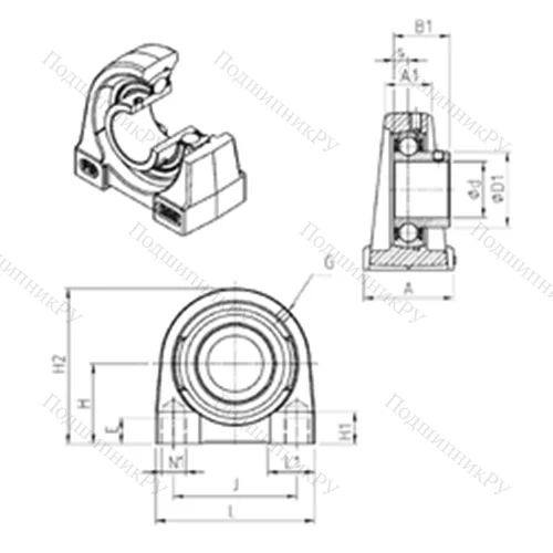 Подшипниковый узел шариковый радиальный USPG 210
