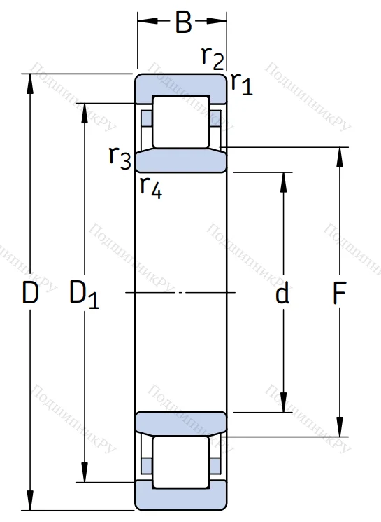 Роликовый цилиндрический подшипник NU 2209 ECP