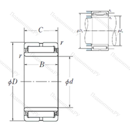 Подшипник игольчатый радиальный NA 59/28 от производителя  NSK