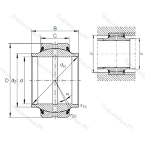Подшипник скольжения сферический GE 80 HO-2RS