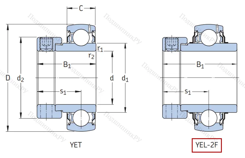 Корпусный подшипник YEL 204-2F в Краснодаре
