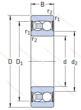 Двухрядный шариковый подшипник 2203 E 2RS 1TN 9 от производителя  SKF Двухрядный шариковый подшипник 2203 E 2RS 1TN 9 от производителя  SKF