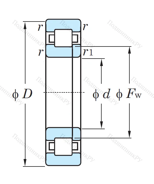 Роликовый цилиндрический подшипник NUP 2218
