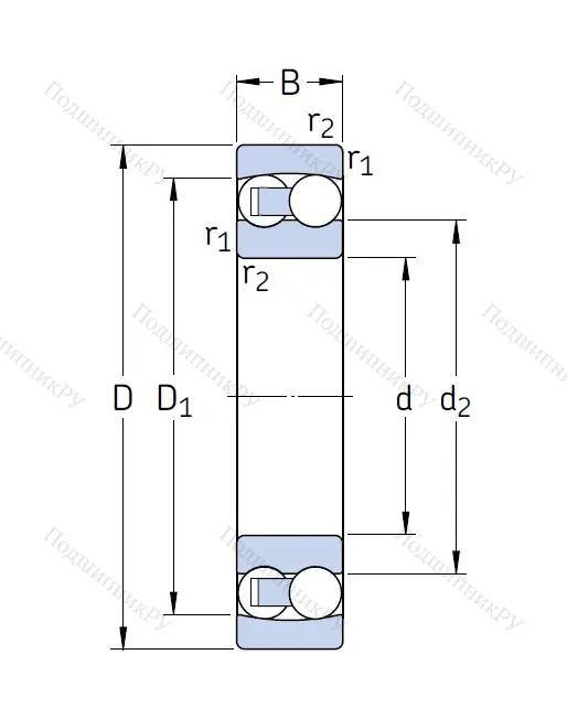 Двухрядный шариковый подшипник 1309 ETN 9/C 3