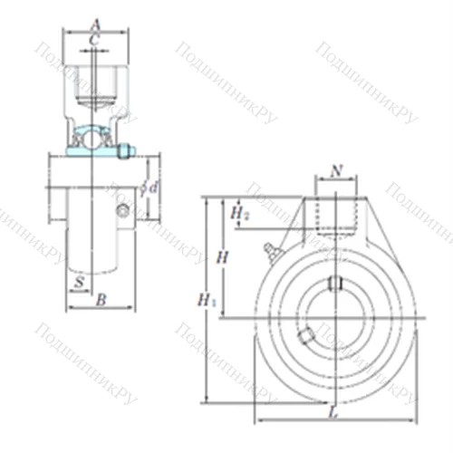Подшипниковый узел шариковый радиальный UCHA 208-24