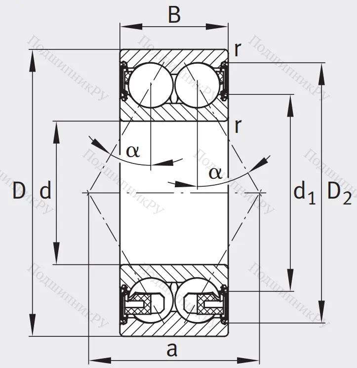 Двухрядный шариковый подшипник 3203 BD XL 2HRS TVH