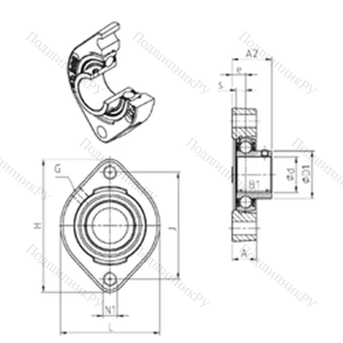 Подшипниковый узел шариковый радиальный USFD 208M 100