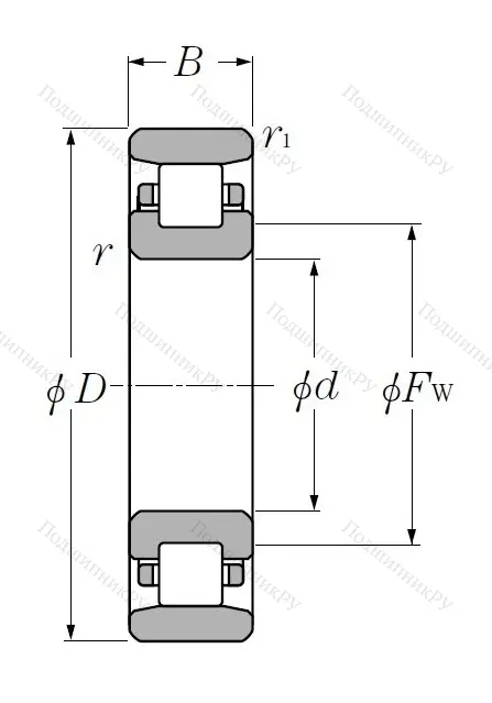 Роликовый цилиндрический подшипник N 214