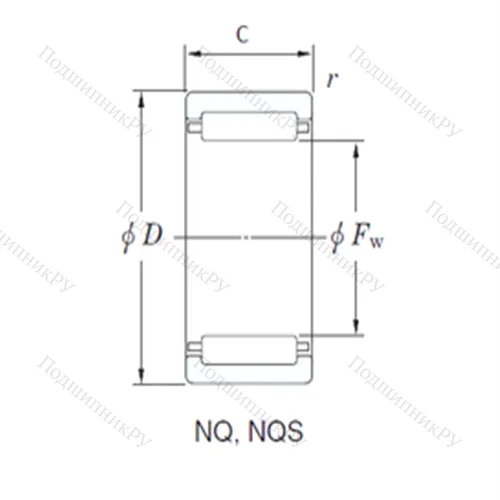Подшипник игольчатый радиальный NQ 17/16D
