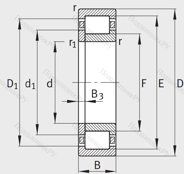 Роликовый цилиндрический подшипник NUP 306 E XL TVP 2