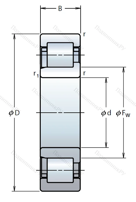 Роликовый цилиндрический подшипник NJ 2211 W