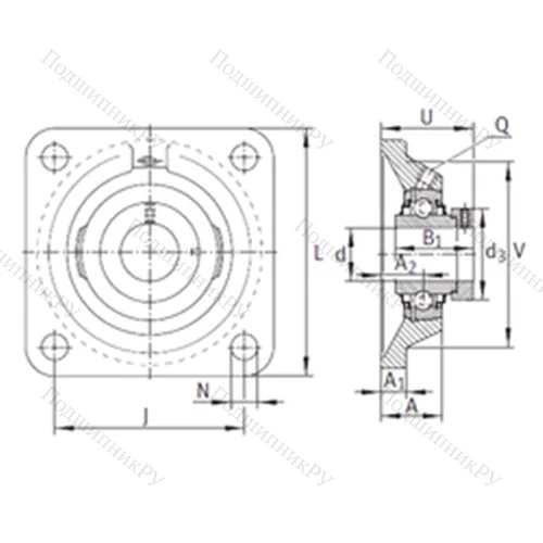 Подшипниковый узел шариковый радиальный RCJ 20-N-FA 125