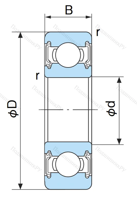 Однорядный шариковый подшипник 6312 2NSE